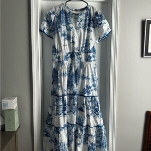 Umgee Blue and White Printed Women's Dress